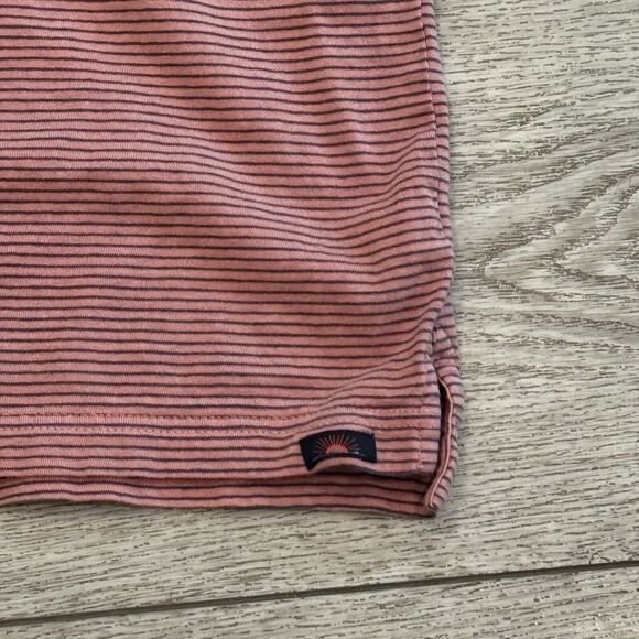 Faherty Polo Shirt Mens XL Pink Blue Striped Beach Preppy Cotton - Picture 4 of 8